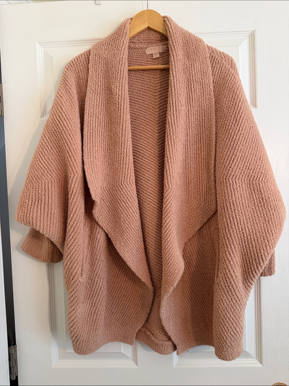 Barefoot Dreams Open-Front Knit Poncho Cardigan in Dusty Pink